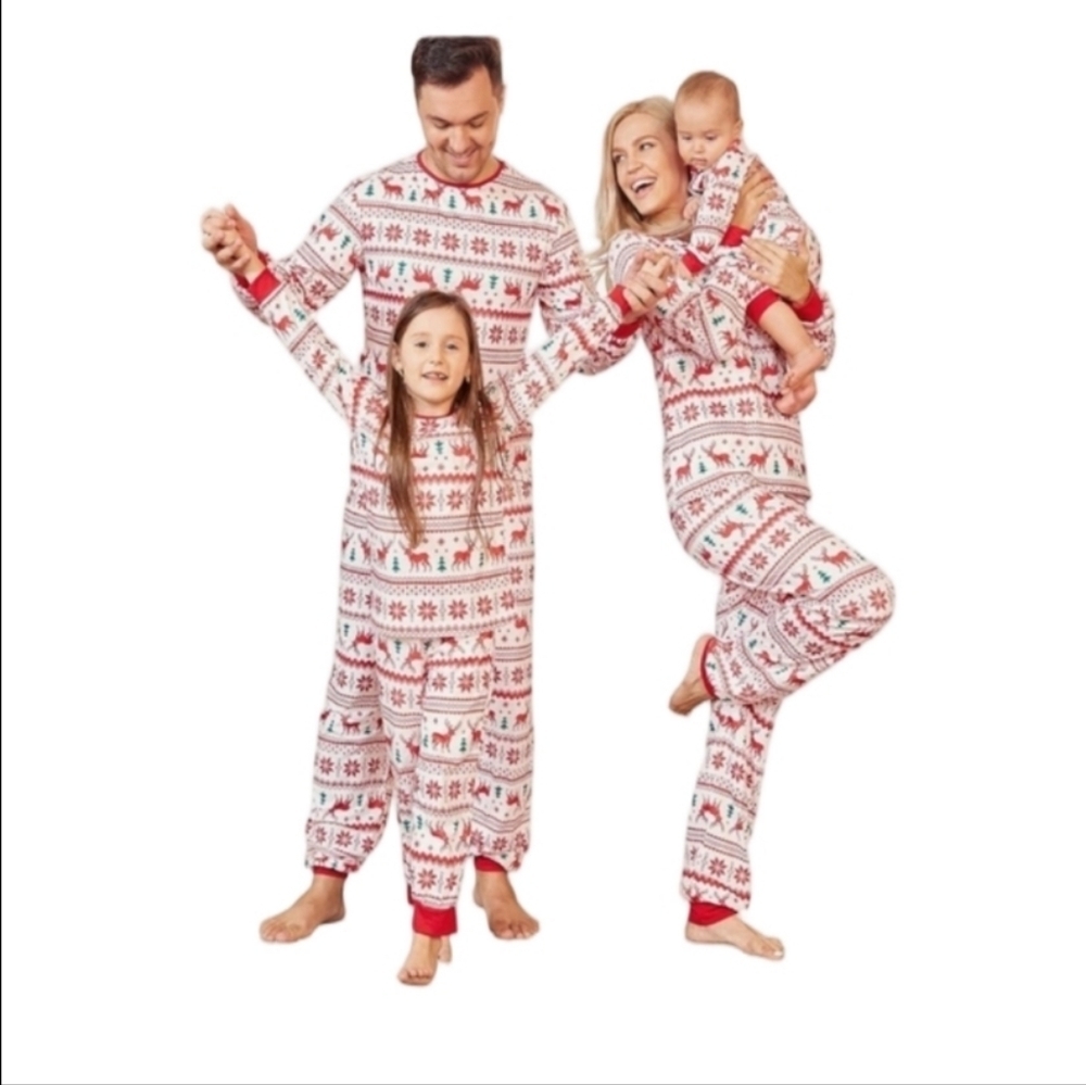 PatPat Red and White Mens Pajama Set